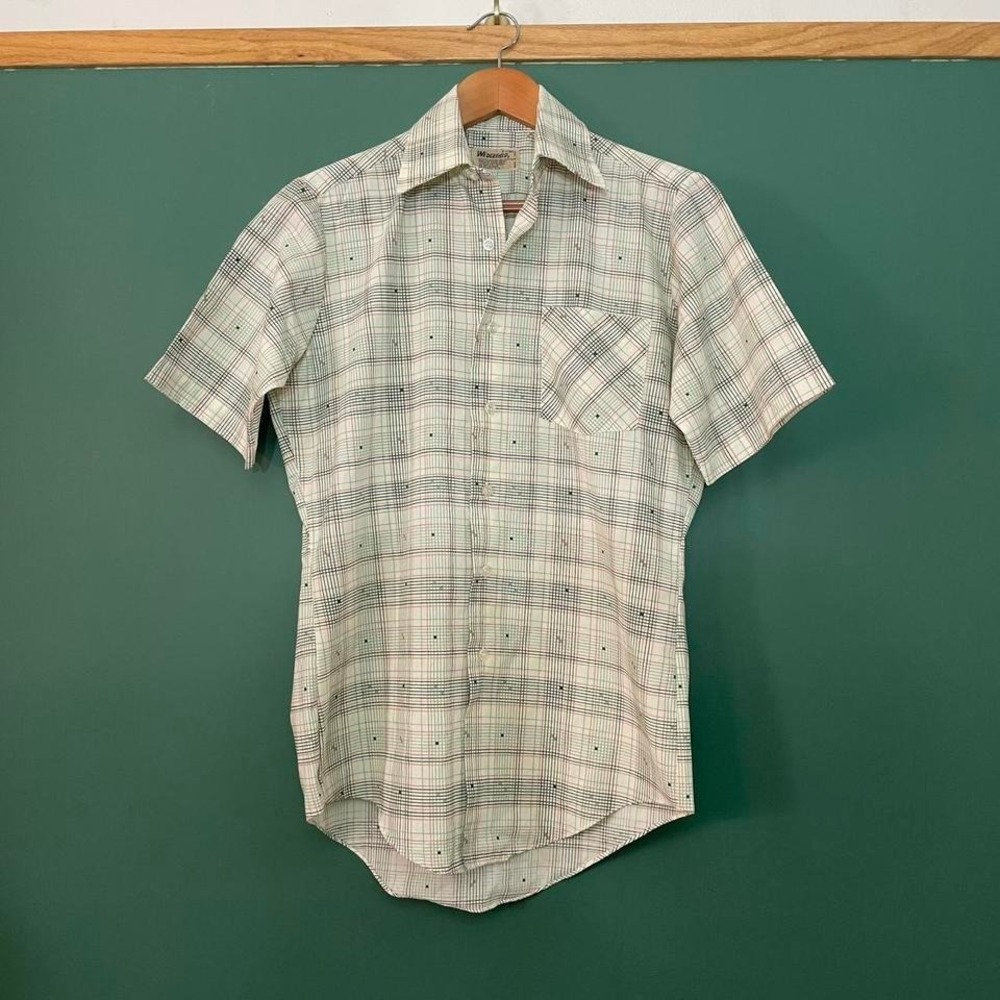 Vintage 1970s plaid short sleeve button up shirt